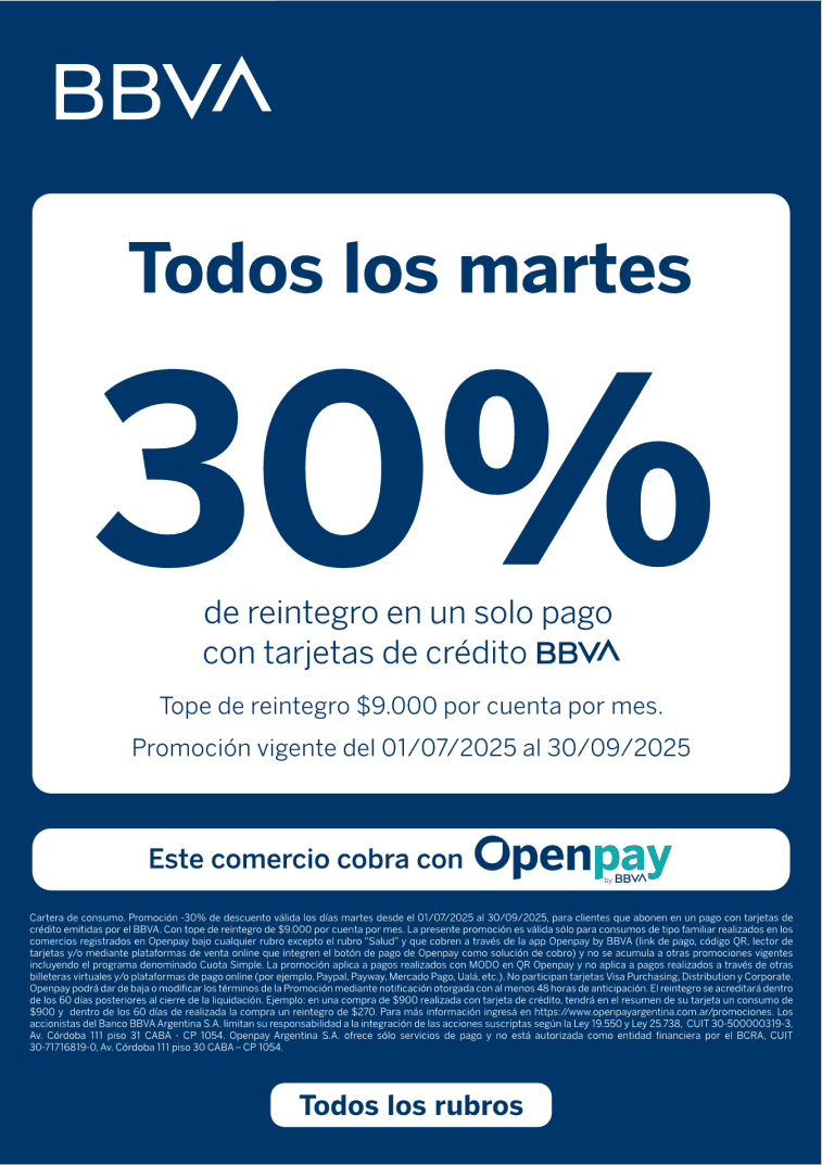 BBVA - Todos los martes 30% de descuento